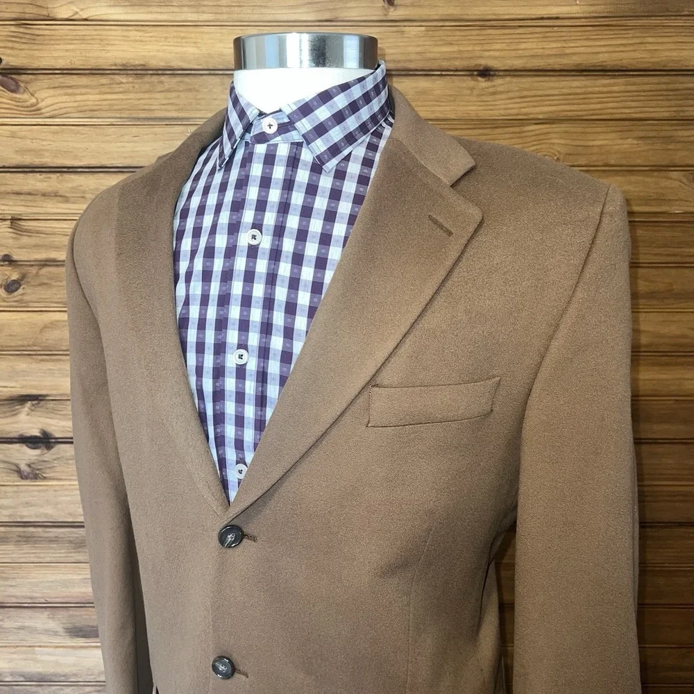 Harold Powell 100% Cashmere Blazer Sport Coat Mens Size 44T Brown Jacket